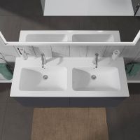 Vorschau: Duravit ME by Starck Doppelwaschtisch 130x49cm, 2 Hahnlöcher, mit Überlauf, weiß 2336130000