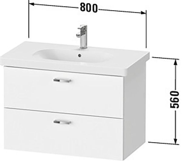 Duravit XBase Waschtischunterschrank 80cm, mit 2 Auszüge, passend zu Waschtisch D-Code 034285
