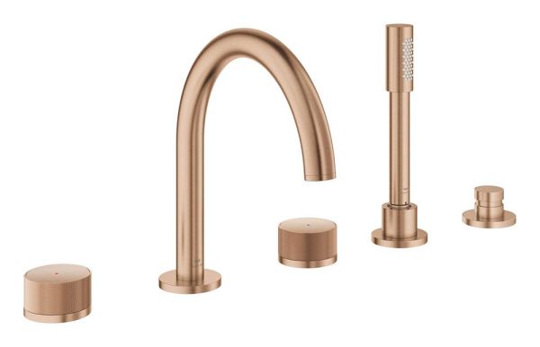 Grohe Atrio 5-Loch-Wannen-Kombination mit Knopfbetätigung, warm sunset gebürstet 25226GL0