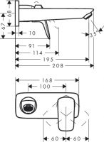 Vorschau: Hansgrohe Logis Einhebel-Waschtischmischer Unterputz mit Auslauf 19,5cm für Wandmontage, chrom