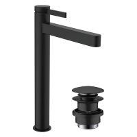 Vorschau: hansgrohe Finoris Einhebel-Waschtischarmatur 260 für Waschschüsseln mit Push-Open Ablaufgarnitur, schwarz matt 76070670