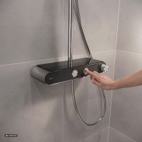 Vorschau: Duravit ShowerSystem Duschsystem mit Thermostat, Ablage, chrom/schwarz