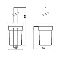 Vorschau: emco loft Toilettenbürstengarnitur Kristallglas satiniert, schwarzchrom gebürstet 051500500