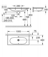 Vorschau: Grohe Essence Möbelwaschtisch 100x46cm, mit 1 Hahnloch, mit Überlauf, weiß PureGuard