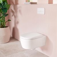 Villeroy&Boch Skyla Combi-Pack Wand-WC TwistFlush 37x53cm mit WC-Sitz, oval, stone white 5656CLRW
