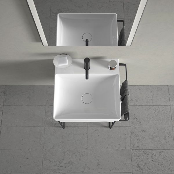 Duravit DuraSquare Waschtisch 50x47cm, ohne Überlauf, mit Wondergliss, mit nicht verschließbarem Ablaufventil, weiß 23535000411