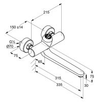 Vorschau: Kludi Provita Wand-Einhandmischer ohne Hebel, Ausladung 315mm, chrom