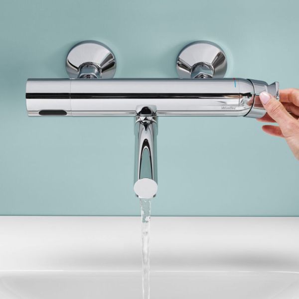 WimTec ECOSAN W4 - HyPlus 6 V Batteriebetrieb Wandmontage-Waschtischarmatur, chrom