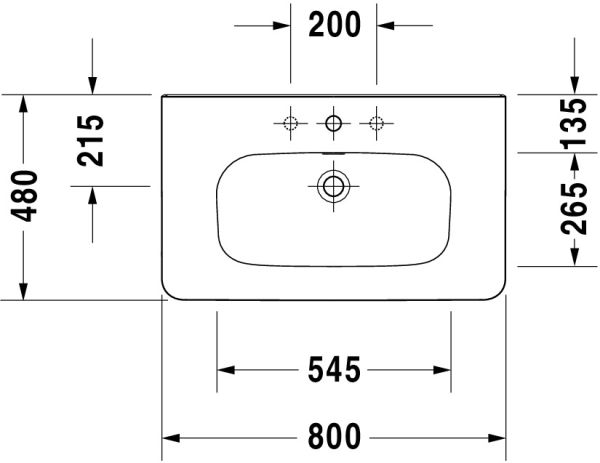 Duravit DuraStyle Waschtisch rechteckig 80x48cm, mit Hahnloch, mit Überlauf, WonderGliss, weiß 23208000001