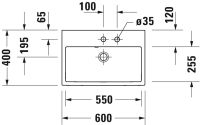 Vorschau: Duravit Vero Air Waschtisch rechteckig 60x40cm, mit 1 Hahnloch, ohne Überlauf, weiß 2368600041