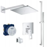 Grohe Eurocube Duschsystem Regendusche mit Rainshower Kopfbrause eckig, chrom