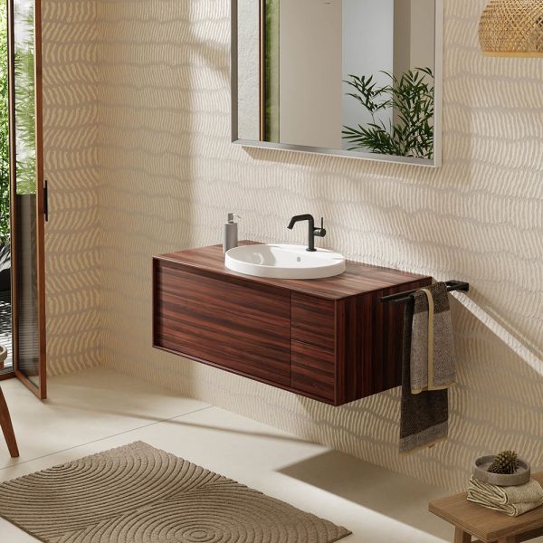 Hansgrohe Xuniva D Einbauwaschtisch oval 55x45cm mit 1 Hahnloch und Überlauf, weiß
