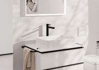 Vorschau: hansgrohe Finoris Waschtischarmatur 260 für Aufsatzwaschtische, Push-Open Ablaufventil, schwarz matt