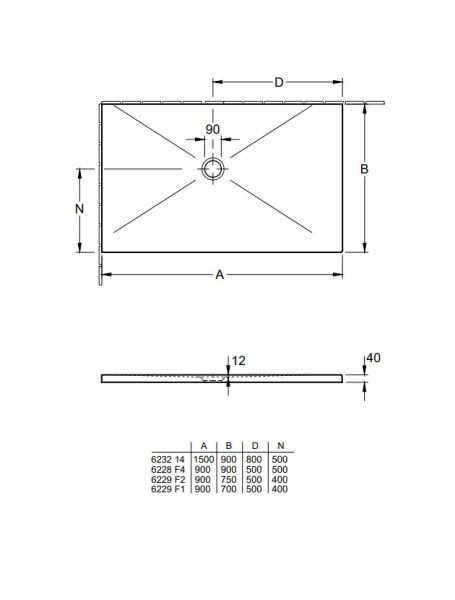 Villeroy&Boch Subway Infinity Keramik-Duschwanne, Eckmontage links oder rechts gegen Wand, 90x90x4cm 6228F401