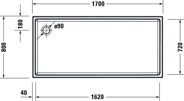 Duravit Starck Slimline Duschwanne rechteckig 80x170cm, Sanitäracryl, weiß
