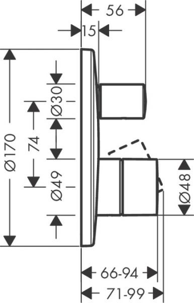 Axor Uno Einhebel-Wannenmischer Unterputz m. Zerogriff u. integr. Sicherungskombination nach EN1717