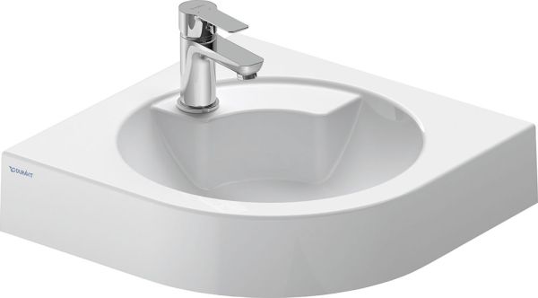 Duravit Architec Eck-Handwaschbecken halbrund 63,5x54cm, mit Hahnloch, ohne Überlauf, weiß 0448450000