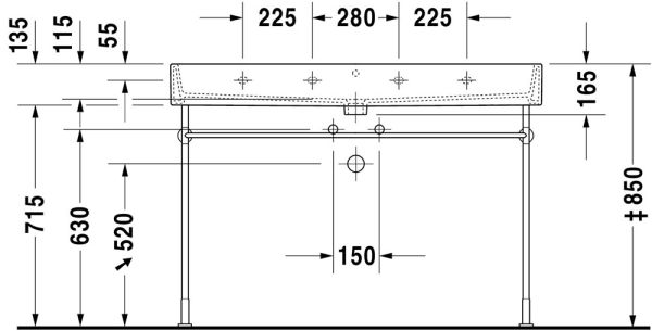 Duravit Vero Air Waschtisch rechteckig 120x47cm, mit Überlauf, ohne Hahnloch, weiß 2350120028