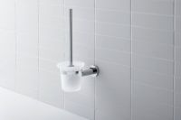 Duravit D-Code Toilettenbürstengarnitur wandhängend mit Glasbecher, chrom