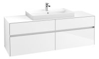 Villeroy&Boch Collaro Waschtischunterschrank passend zu Aufsatzwaschtisch 4A338G, 4 Auszüge, 160cm, glossy white C02800DH