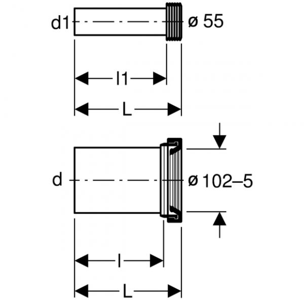 Geberit Anschlussset für Wand-WC Ø 110mm, Länge 18,5 cm