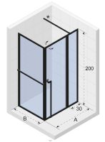 Vorschau: RIHO Lucid 203 Duschkabine mit Pendeltür und Seitenwand 110x90cm, Eckeinstieg, schwarz matt