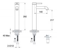 Vorschau: Avenarius Linie 280 Waschtisch-Einhebelmischbatterie mit Schaftventil, Auslaufhöhe 217mm, chrom