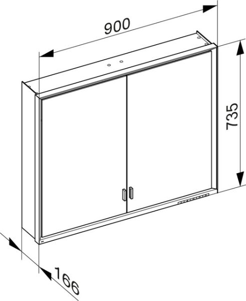 Keuco Royal Lumos Spiegelschrank für Wandvorbau, 2 lange Türen, DALI-steuerbar 90x73,5cm 14303172303_2