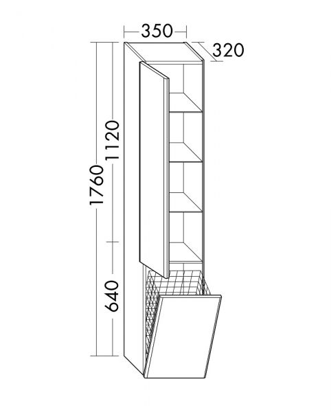 Burgbad Iveo Hochschrank mit 1 Tür und 1 Wäschekippe