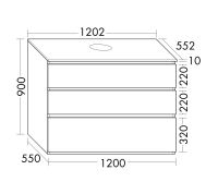 Vorschau: Burgbad Lin20 Waschtischunterschrank 120x55cm mit Konsolenplatte, 3 Auszüge, bodenstehend WXOE120F5351