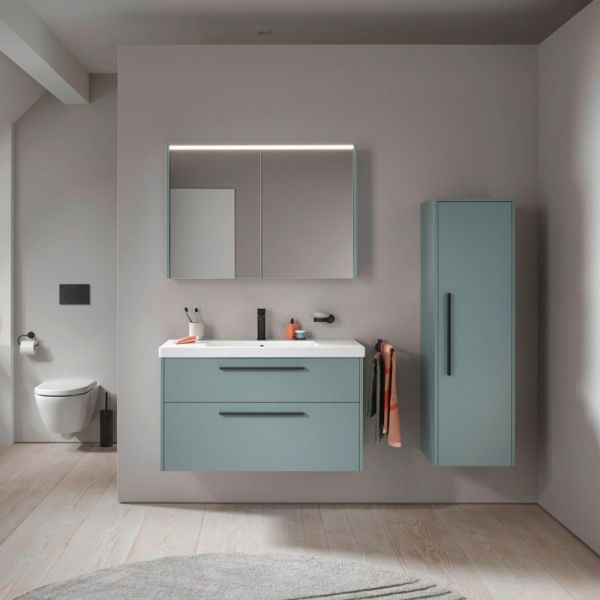 Duravit D-Code 2.0 Halbhochschrank 40x132cm mit Tür, Griff schwarz, fjordgrün matt
