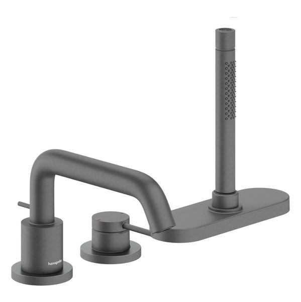 hansgrohe Tecturis S 3-Loch Einhebel-Wannenrandmischer mit sBox, brushed black chrome 73447340