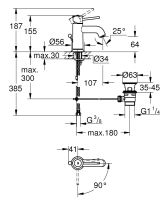 Vorschau: Grohe Start Classic Einhebelmischer S-Size Mittelstellung kalt mit Ablaufgarnitur, chrom