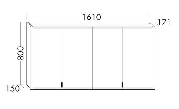 Burgbad rl20 Spiegelschrank 161x80cm mit Klarglas Lichtrahmen, Wandeinbau, 4 Türen SPVN160F6947 