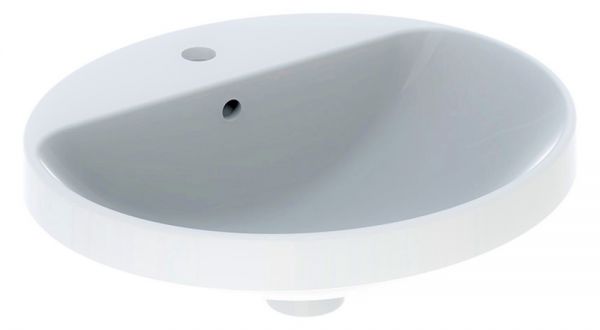 Geberit VariForm Einbauwaschtisch mit Überlauf, Unterseite glasiert, oval, Breite 50cm, weiß