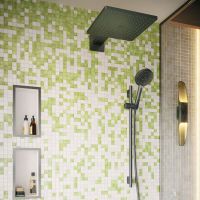 Vorschau: hansgrohe Raindance E Duschkopf 300 1jet mit Brausearm, EcoSmart, brushed black chrome
