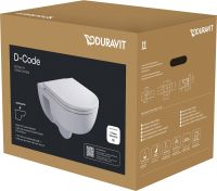 Vorschau: Duravit D-Code Wand-WC rimless Set mit SoftClose WC-Sitz 54x37cm, weiß 45130900A1