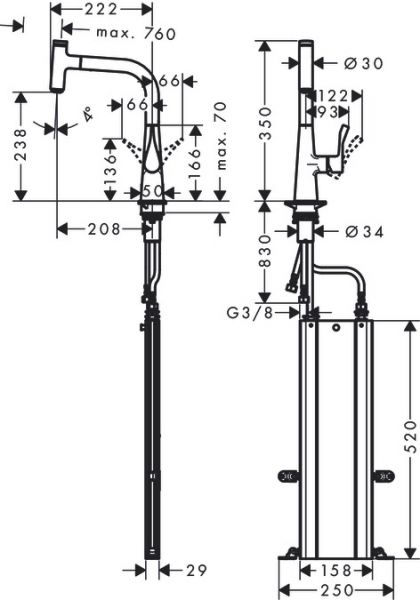 Hansgrohe Metris Select M71 Einhebel-Küchenmischer 240 mit Ausziehauslauf und sBox