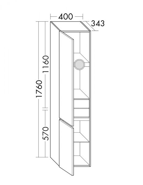 Burgbad Lin20 Hochschrank mit 2 Türen, LED-Innenbeleuchtung, Frontrückseite verspiegelt, wandhängend HSPH040LF5351