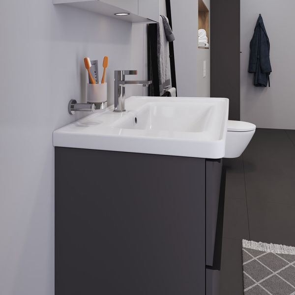 Duravit D-Neo Waschtisch rechteckig 80x48cm, mit Überlauf, mit WonderGliss, weiß 23678000001