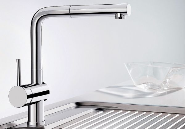 Blanco Linus-S Küchenarmatur mit ausziehbarem Auslauf, Hebel links, chrom