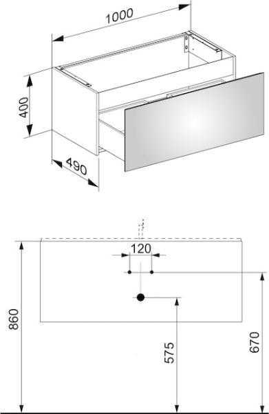 Keuco X-Line Waschtischunterbau mit Frontauszug, 100x40x49cm 33171180000