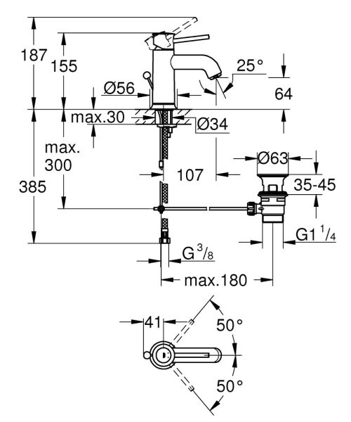 Grohe Start Classic Einhebelmischer S-Size mit Ablaufgarnitur, chrom