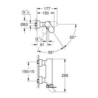 Vorschau: Grohe Plus Einhand-Brausebatterie, Wandmontage, hard graphite gebürstet
