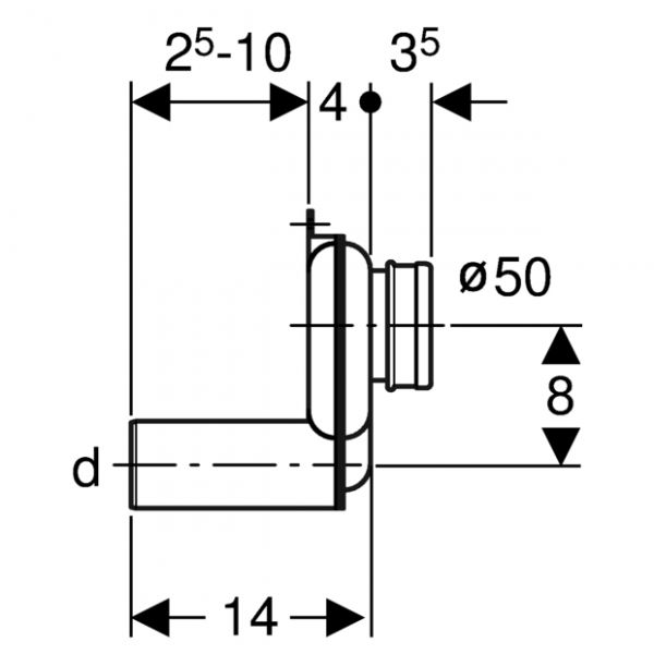 Geberit Urinalgeruchsverschluss mit Montagezubehör, Abgang horizontal Ø50mm