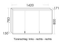 Burgbad rl20 Spiegelschrank 142x80cm mit Lichtrahmen, Wandeinbau, Türanschlag links SPVL140LF6947 Burgbad rl20 Spiegelschrank 142x80cm mit Lichtrahmen, Wandeinbau, Türanschlag links SPVL140LF6947