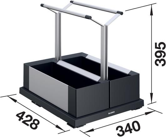 Blanco Storage Caddy 40 doppelter Aufbewahrungskorb für Flaschen im Küchenunterschrank, schwarzgrau