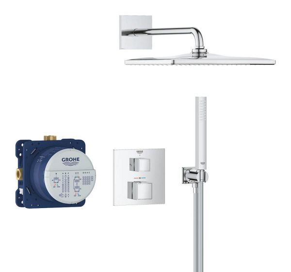 Grohe Grohtherm Cube Duschsystem Unterputz mit Rainshower Mono 310 Cube, chrom