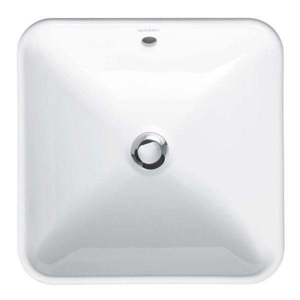 Duravit Bacino Aufsatzbecken 42x42cm quadratisch, mit Überlauf, ohne Hahnloch, weiß 0333420000