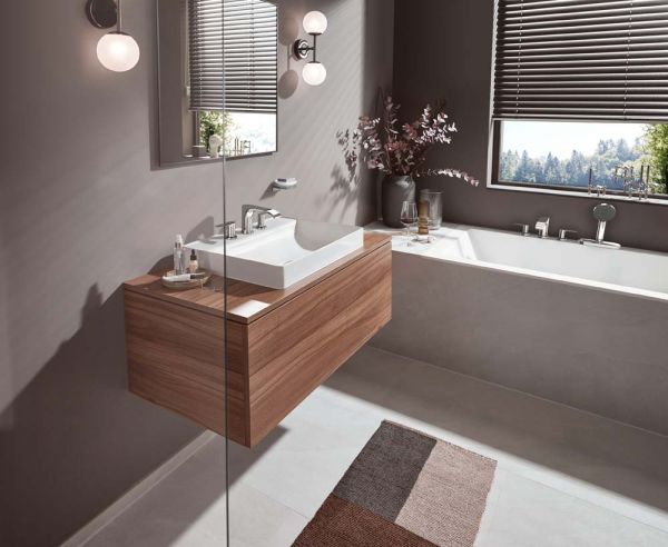 Hansgrohe Vivenis 3-Loch Waschtischarmatur 90 mit Zugstangen-Ablaufgarnitur, chrom 75033000